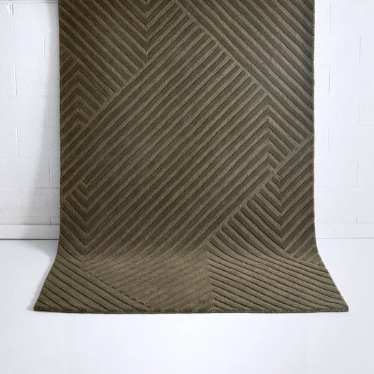 Cooma Olive Wool Rug — natural texture, The Inspire Home