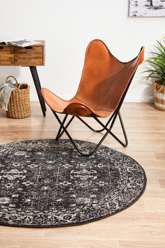 Bermagui Charcoal Round Rug