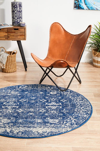 Bermagui Navy Round Rug
