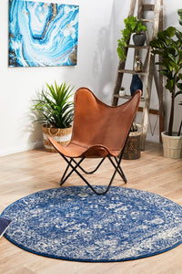 Bermagui Navy Round Rug