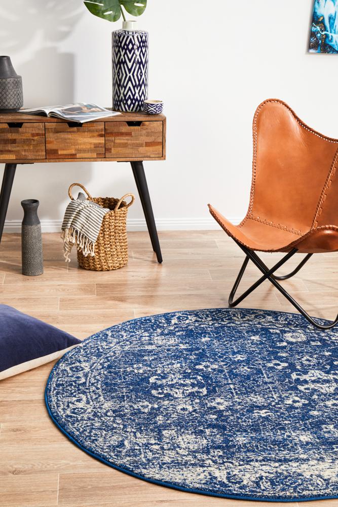 Bermagui Navy Round Rug