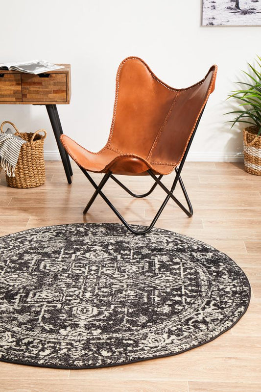 Bermagui Charcoal Black Round Rug