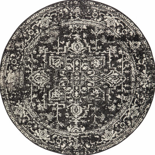 Bermagui Charcoal Black Round Rug