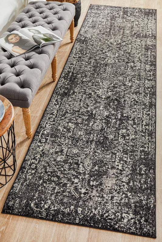 Bermagui Graphite Charcoal Grey Runner Rug