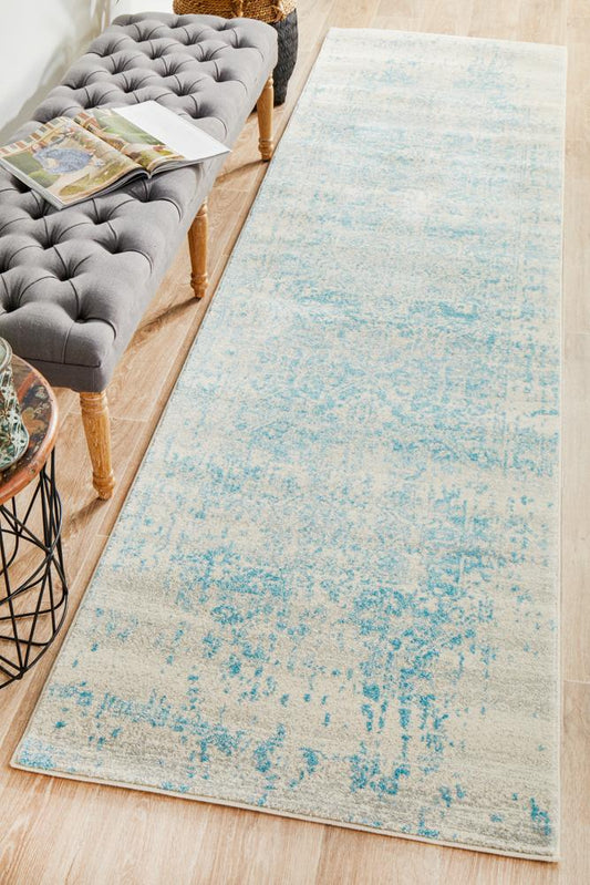 Bermagui Snow Blue Runner Rug