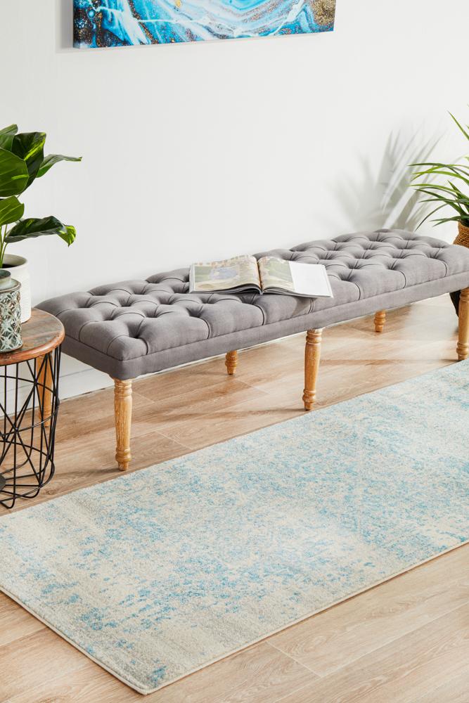 Bermagui Snow Blue Runner Rug