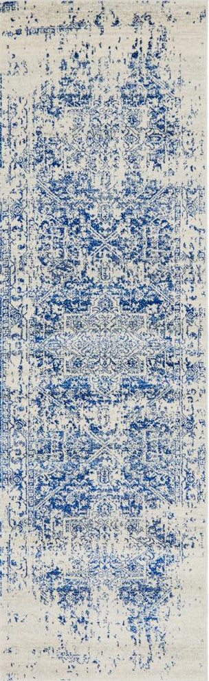Bermagui Chalk White & Navy Runner Rug