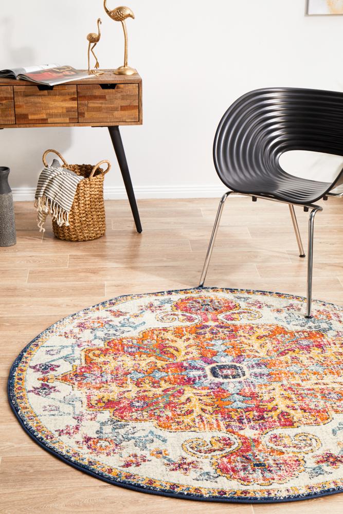 Bermagui Chalk Multicolor Round Rug