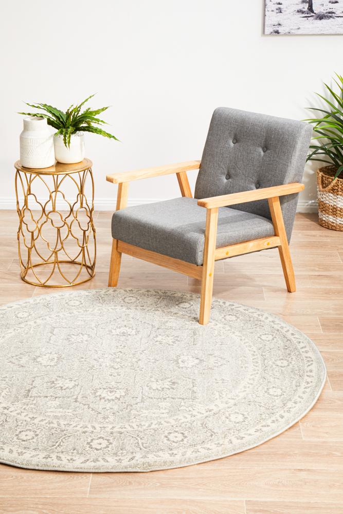 Bermagui Platinum Silver Round Rug