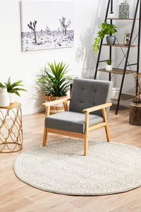 Bermagui Platinum Silver Round Rug