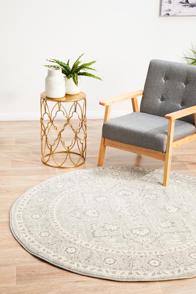 Bermagui Platinum Silver Round Rug