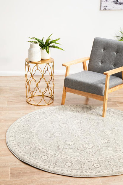 Bermagui Platinum Silver Round Rug