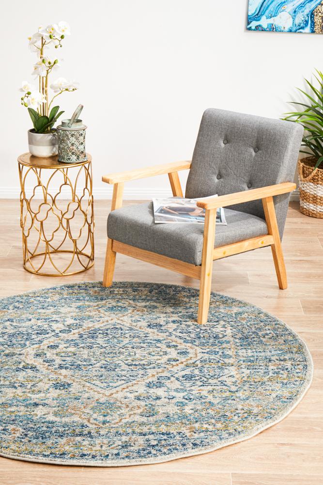 Bermagui Pewter Silver Round Rug