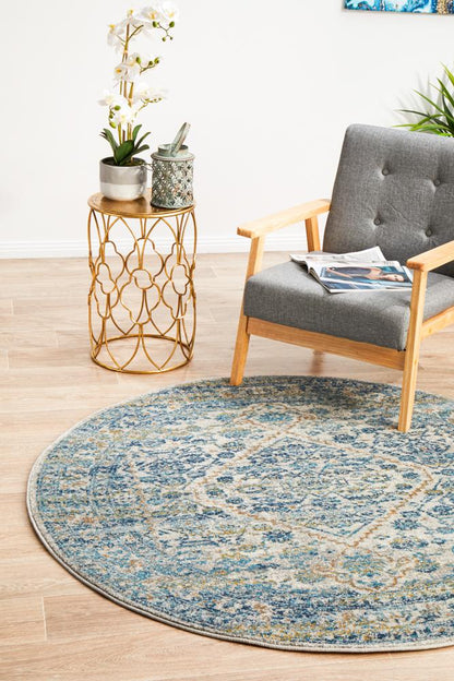 Bermagui Pewter Silver Round Rug