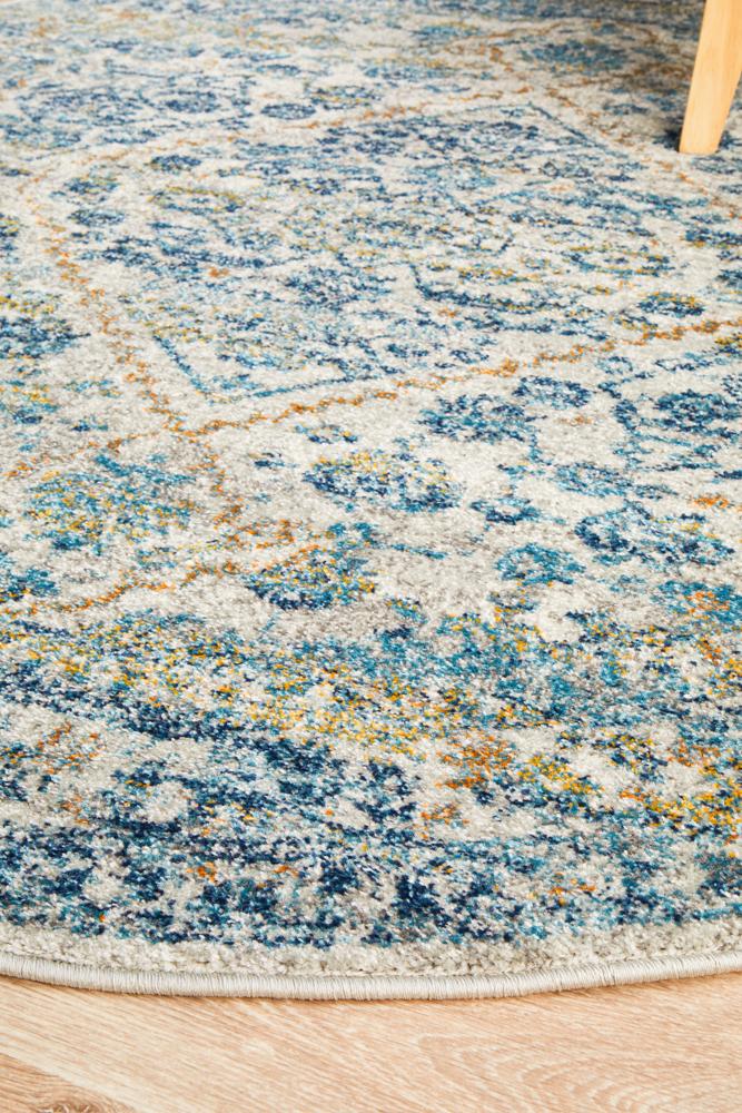 Bermagui Pewter Silver Round Rug