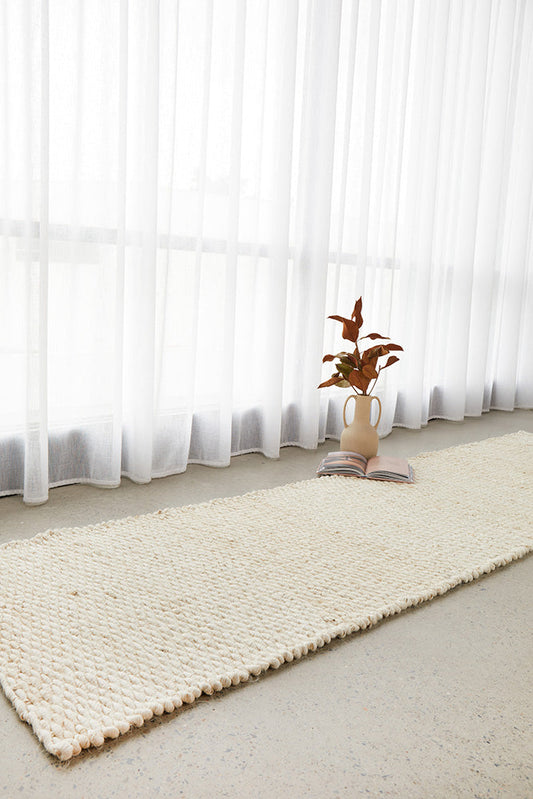 Yanchep White Jute Runner Rug
