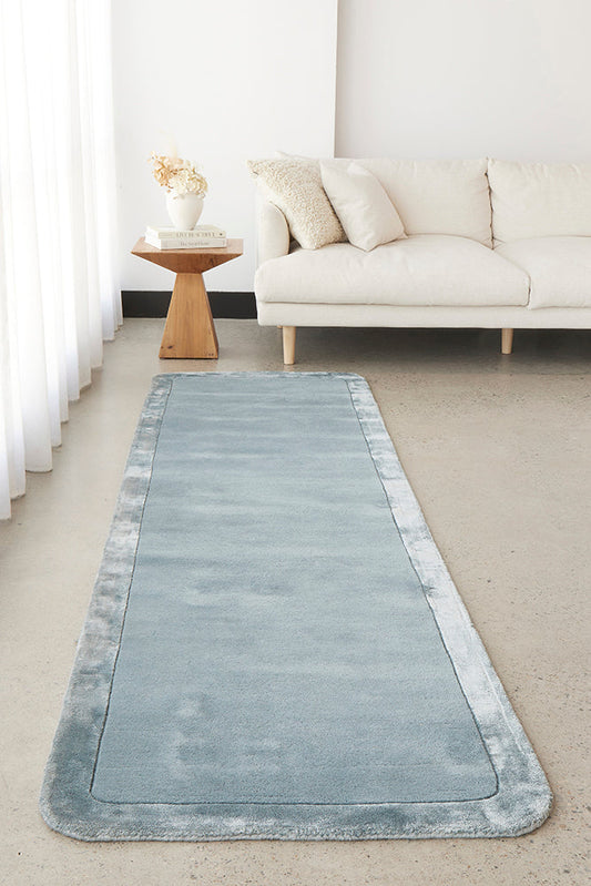 Gerroa Blue Wool Runner Rug