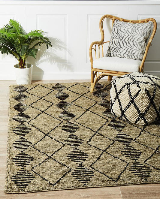 Carnarvon Natural and Black Jute Rug