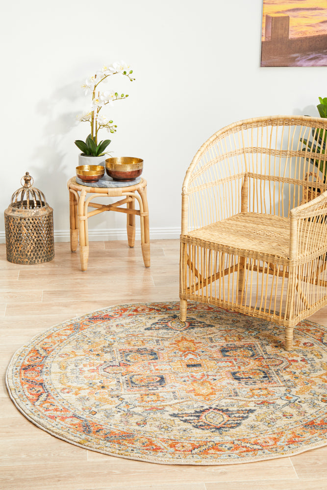 Merimbula Rust Multicolor Round Rug