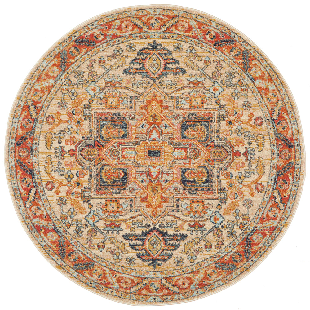 Merimbula Rust Multicolor Round Rug