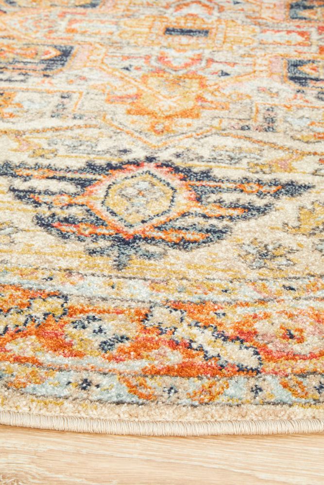 Merimbula Rust Multicolor Round Rug