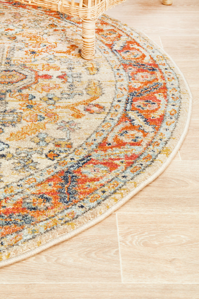 Merimbula Rust Multicolor Round Rug