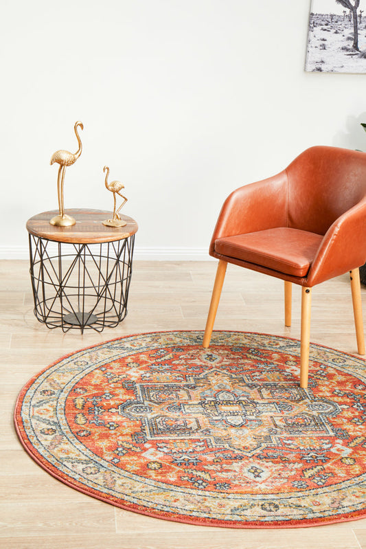 Merimbula Terracotta Multicolor Round Rug