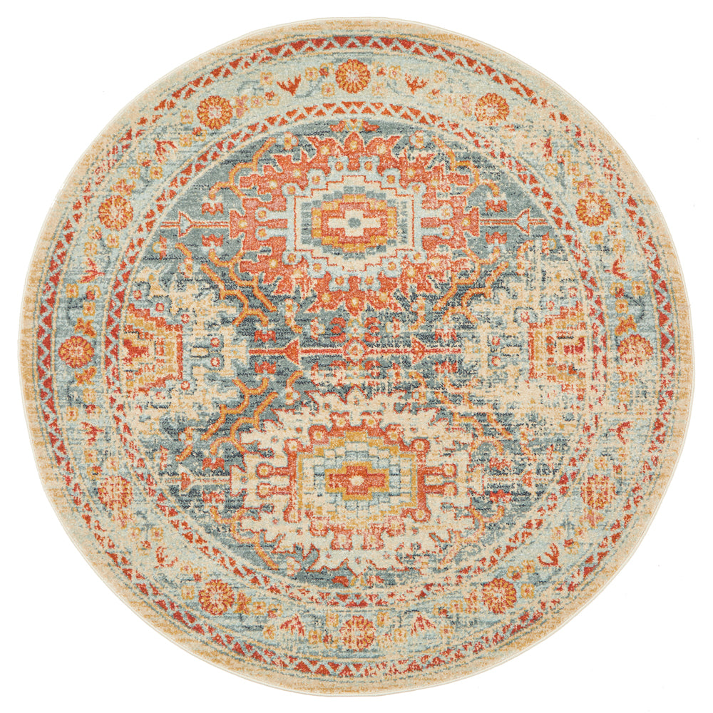 Merimbula Blue Multicolor Round Rug