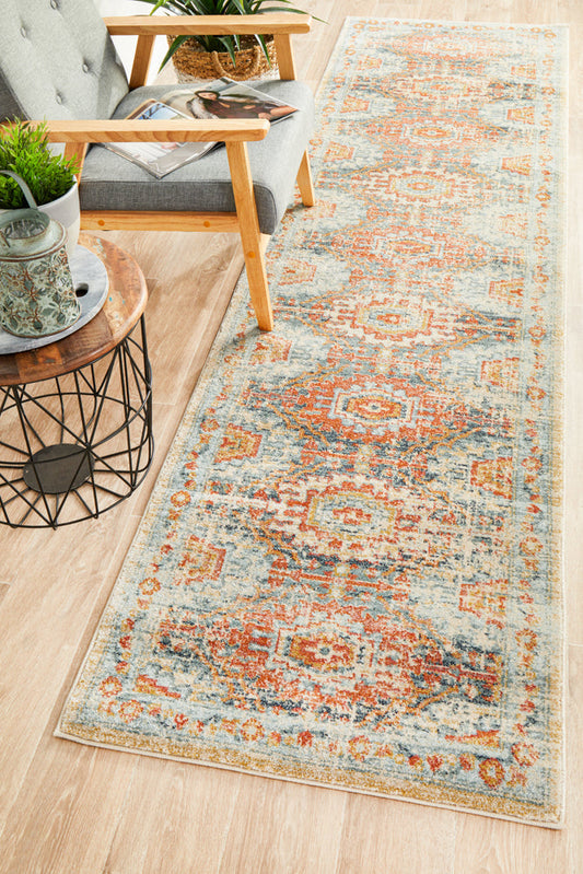 Merimbula Blue Multicolor Runner Rug