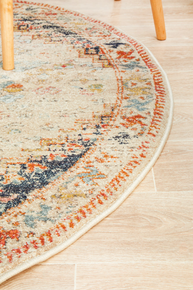 Merimbula Natural Multicolor Round Rug