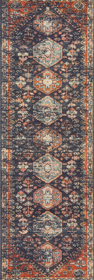 Merimbula Navy Multicolor Runner Rug