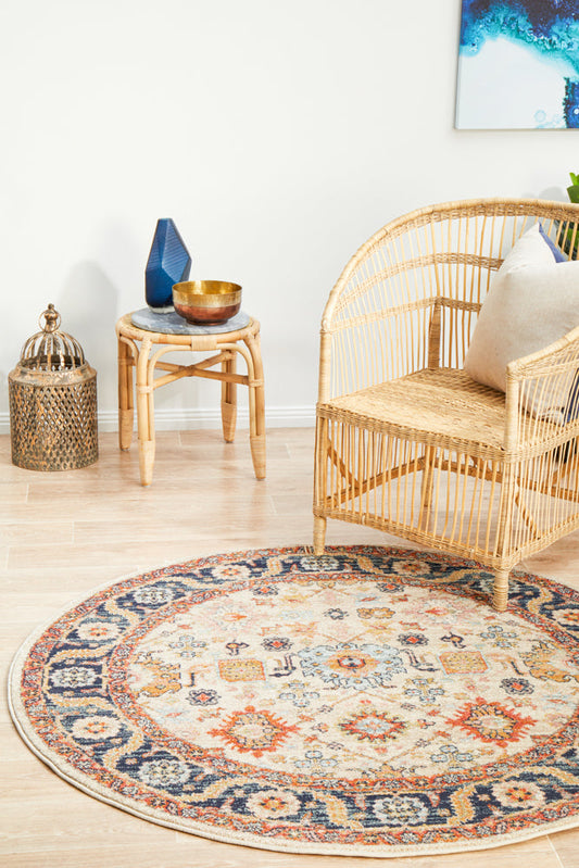 Merimbula Flax Multicolor Round Rug