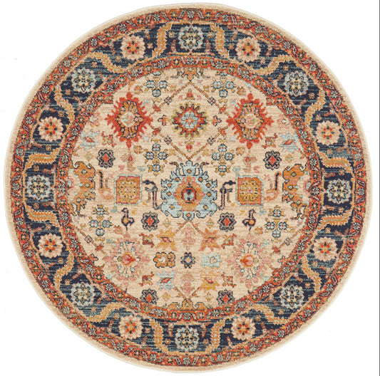 Merimbula Flax Multicolor Round Rug