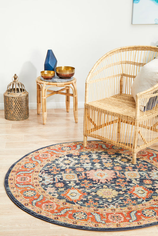 Merimbula Ink Multicolor Round Rug