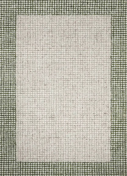 Mentone Green Border Wool Rug ‚Äî natural texture, The Inspire Home