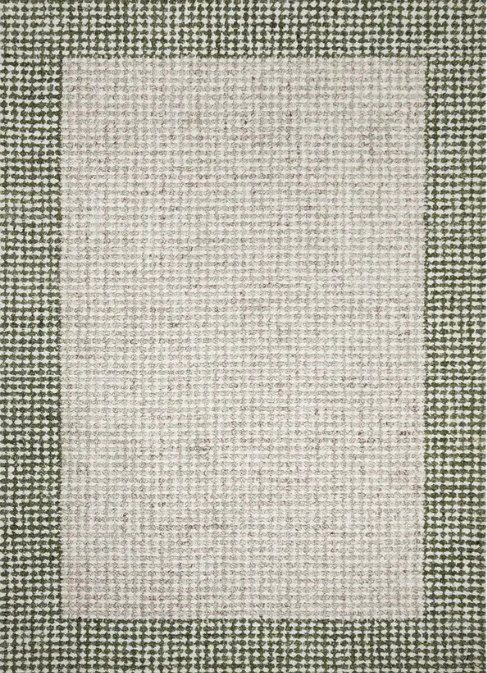Mentone Green Border Wool Rug — natural texture, The Inspire Home