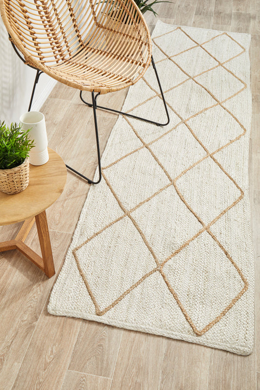 Boreen White Jute Runner Rug