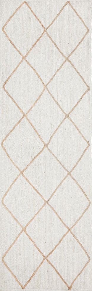 Boreen White Jute Runner Rug
