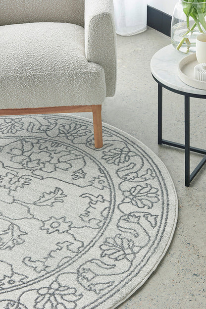 Wategos Chaff Silver Round Rug
