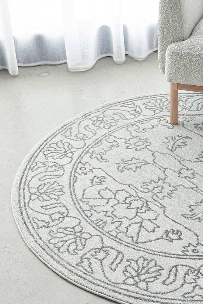 Wategos Chaff Silver Round Rug