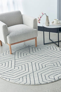 Wategos Spinifex Silver Round Rug