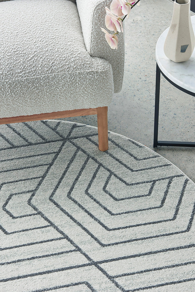 Wategos Spinifex Silver Round Rug