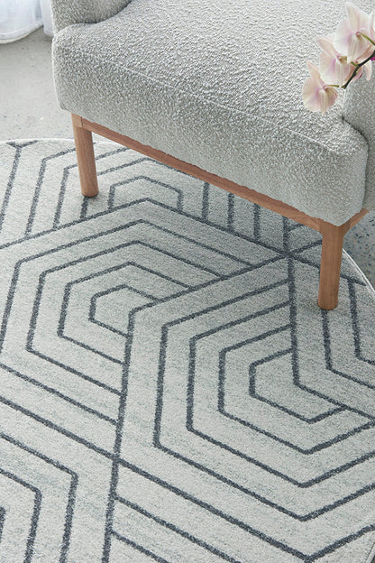 Wategos Spinifex Silver Round Rug