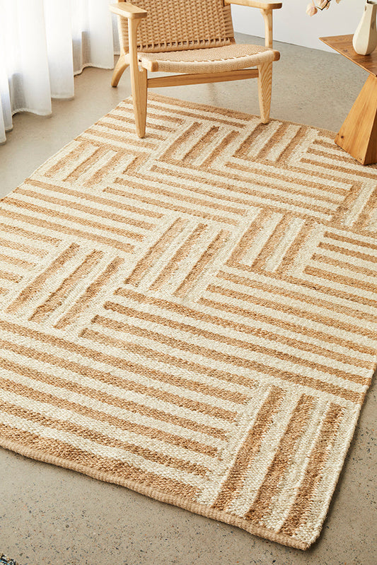 Exmouth Driftwood Beige Wool & Jute Rug