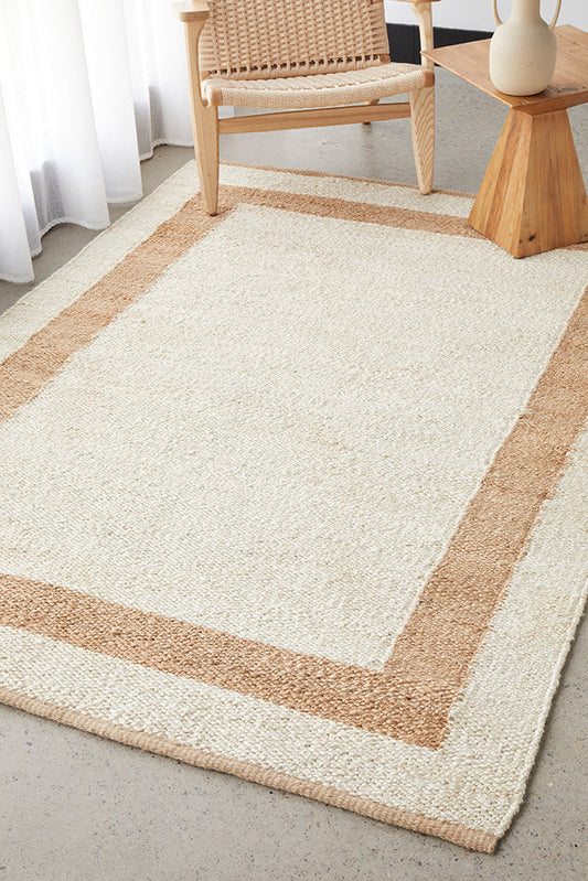 Exmouth Flax Beige and White Wool & Jute Rug
