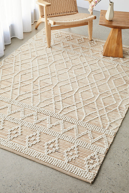 Exmouth Bracken Beige Wool & Jute Rug