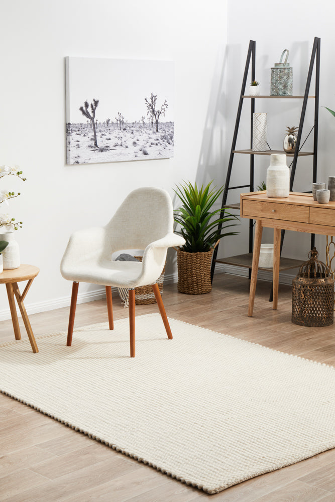 Bicheno White Wool Rug