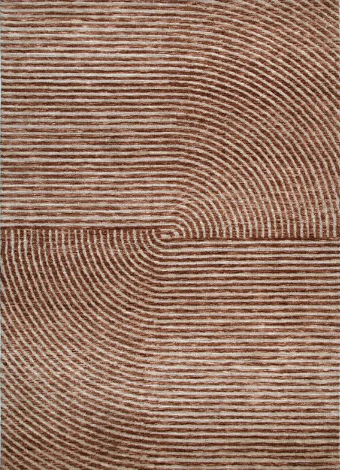 Woolgoolga Modern Rust Rug — polyester rug, warm, grounding tone, The Inspire Home
